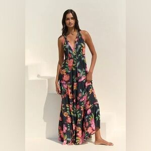 Anthropologie Lurex Floral Maxi Dress